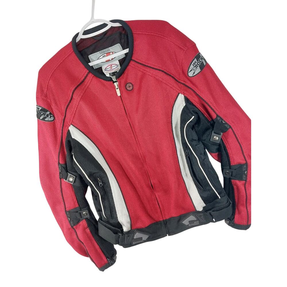 JOE ROCKET! STUNNING BLACK, WHITE & TED MESH, DETAILED MOTORCYCLE JACKET! SZ M